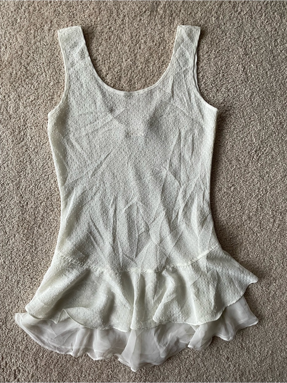 Vintage Y2K Victoria’s Secret White Textured Slip Dress Sheer Ruffle Hem Size  M